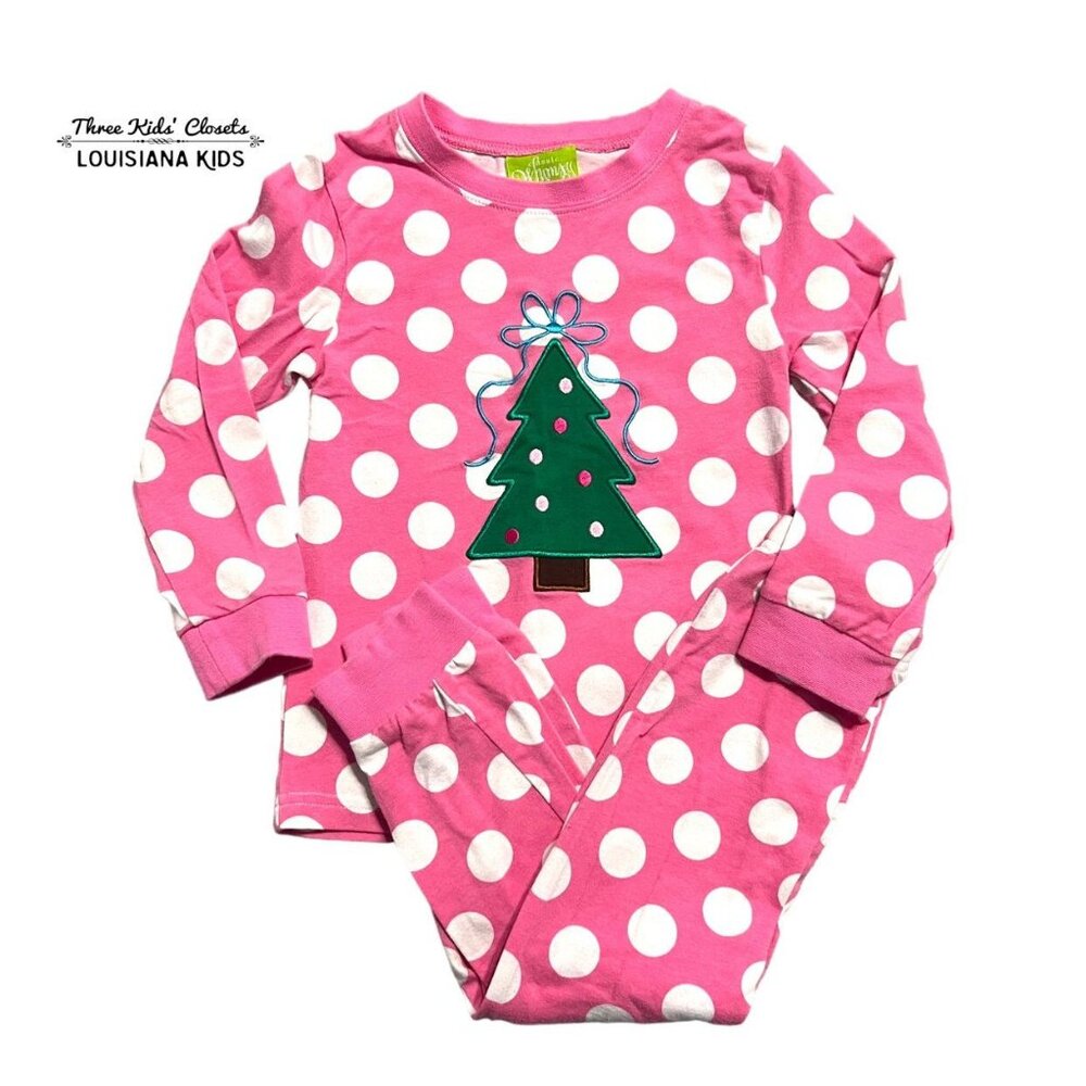Classic Whimsy 3T Pink Christmas Tree Appliqué Pajamas